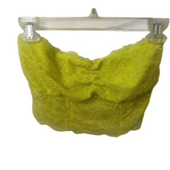 American Eagle Outfitters Women's M Cropped Tube Top Neon Green Lace Bra Support - Picture 2 of 5